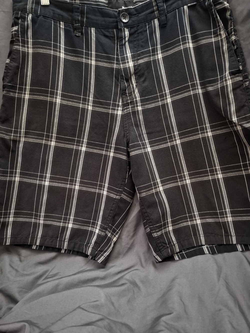 Hurley Black and White Plaid Shorts Size 33